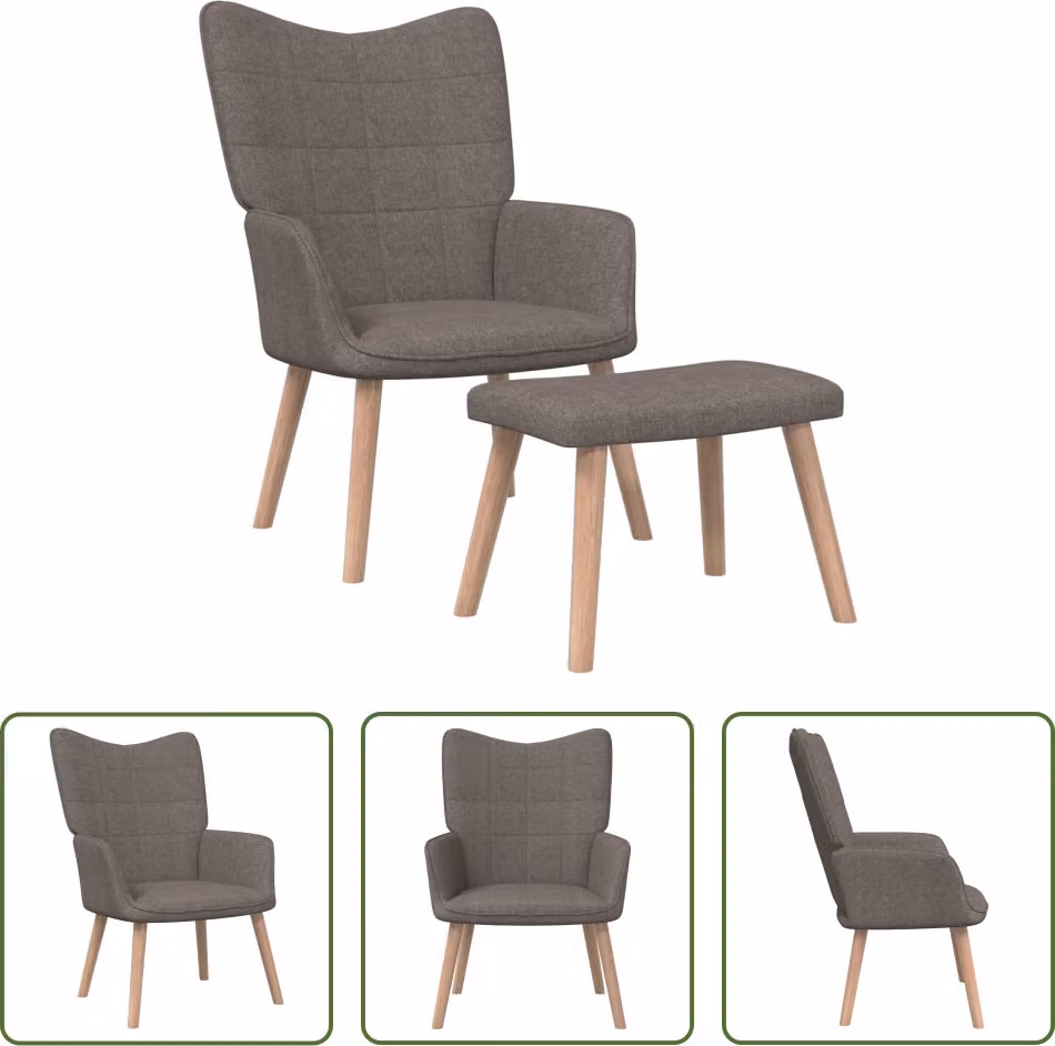 The Living Store Poltrona relax con pouf Tessuto taupe