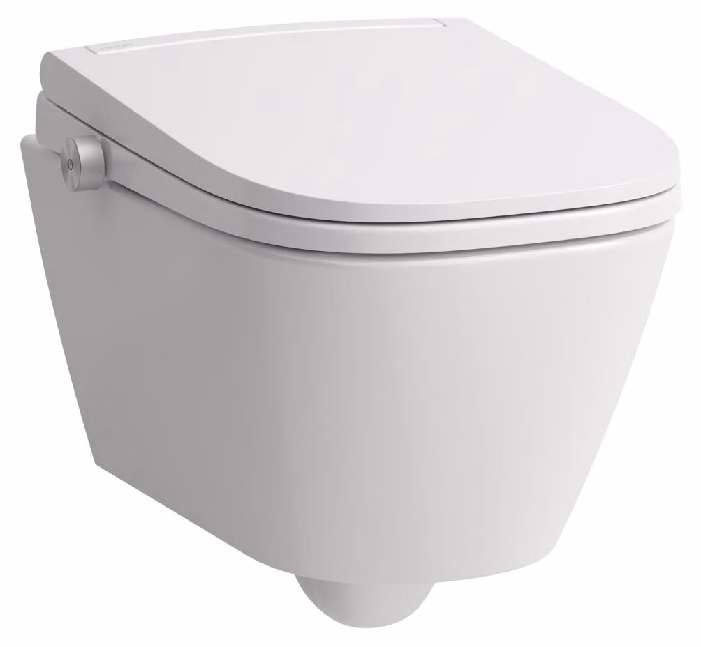 WC suspendu Laufen Cleanet Meda, avec WC douche, chasse d'eau silencieuse, sans rebord, à chasse d'eau profonde, 370 x 540 mm, H604110000S002, H604110000S002