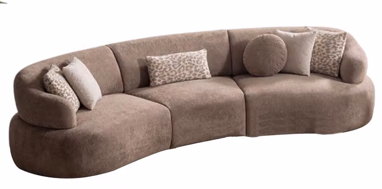 Stilvoller Brauner 5-Sitzer Wohnzimmer Polstercouch Designer Sofas