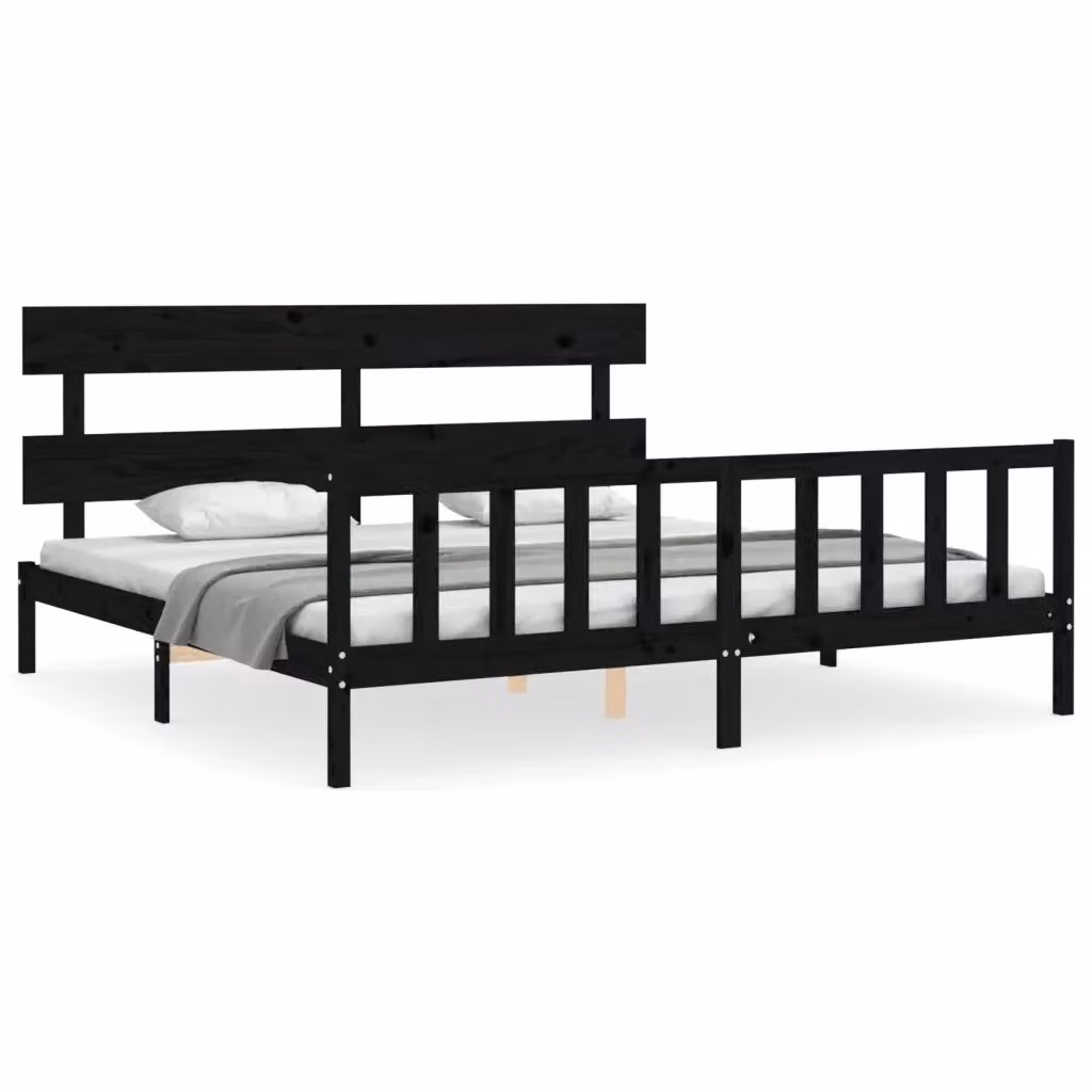 Letto con Testiera in Legno Massello di Pino Nero vidaXL 200x200 cm – 2