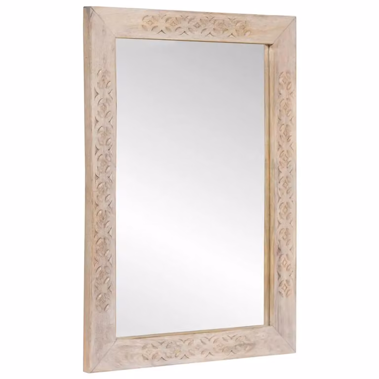 Specchio da parete moderno vidaXL in legno e vetro Bianco, Rettangolare, L: 70 cm, H: 50 cm