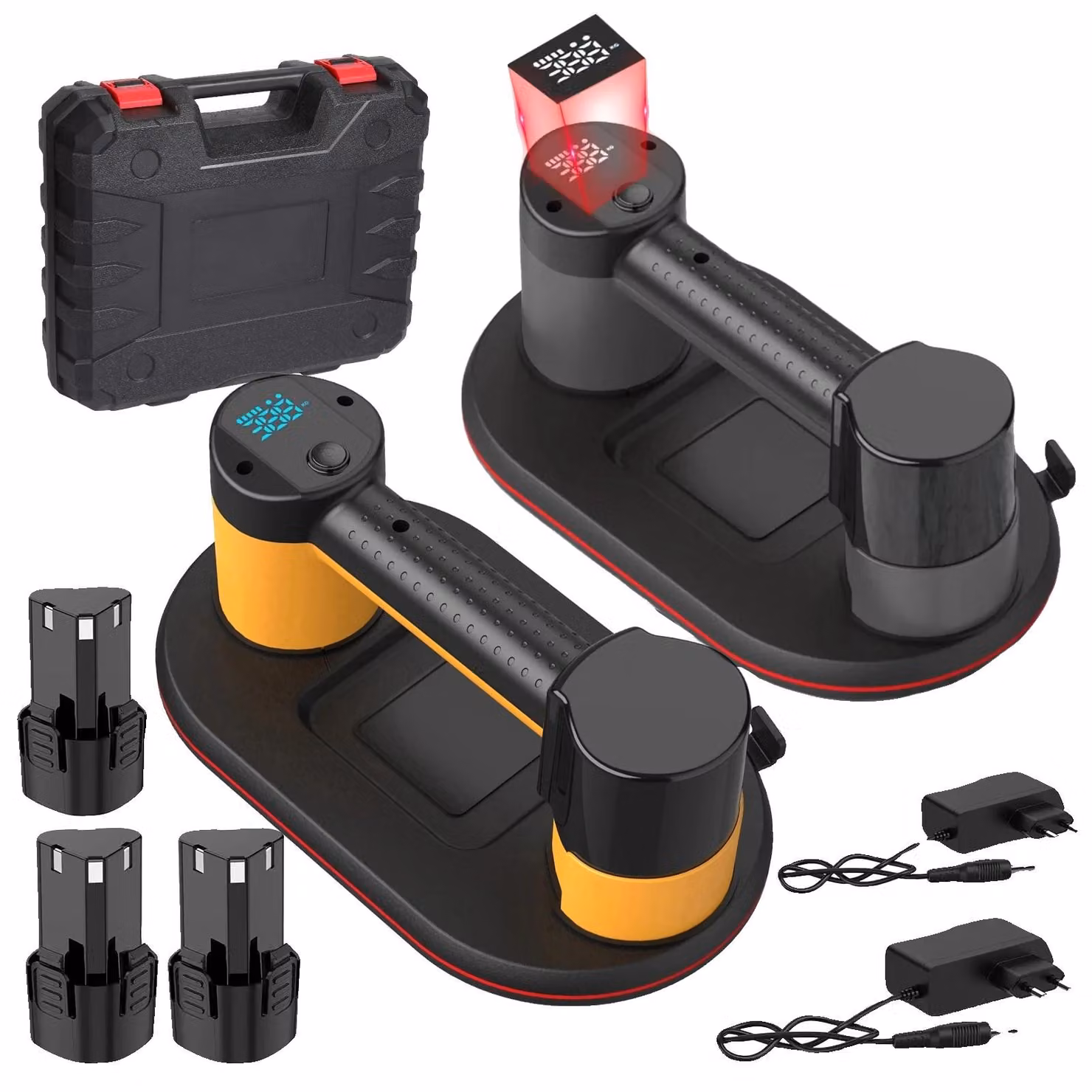 Aspiratore a ventosa, display intelligente, costruzione robusta, 1 pezzo, alimentato a batteria (3 batterie)