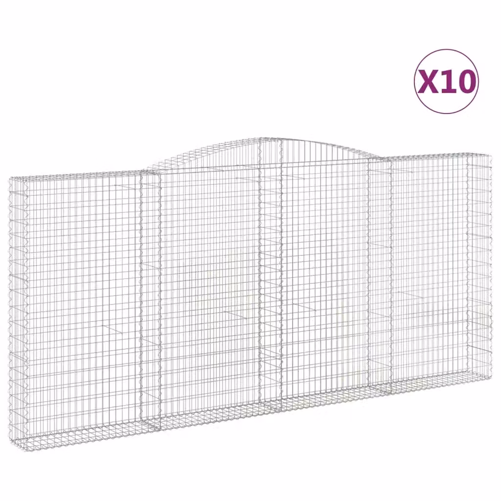 Set di 10 Cesti Gabbioni ad Arco Videx in Acciaio Zincato Colore Argento L: 400 cm, P: 30 cm, H: 180/200 cm – 2