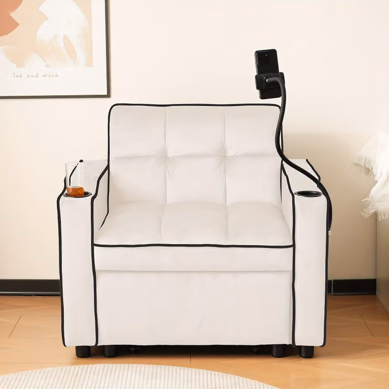 Divano letto 3 in 1 - Divano letto - Poltrona relax - Poltrona - Divano letto - Beige - Imbottitura in schiuma confortevole