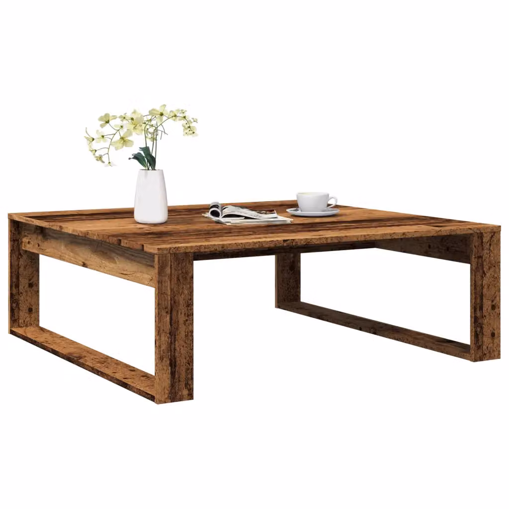 vidaXL Tavolino da Salotto Quadrato in Legno Antico Marrone L/P/H: 100 x 100 x 35 cm