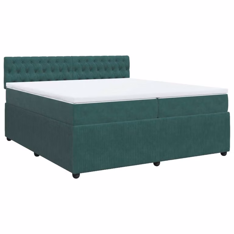 Giroletto a Molle con Materasso Verde Scuro 200x200 cm Velluto