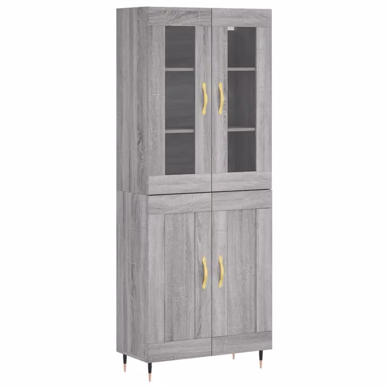 Credenza Grigio Sonoma 69,5x34x180 cm in Legno Multistrato