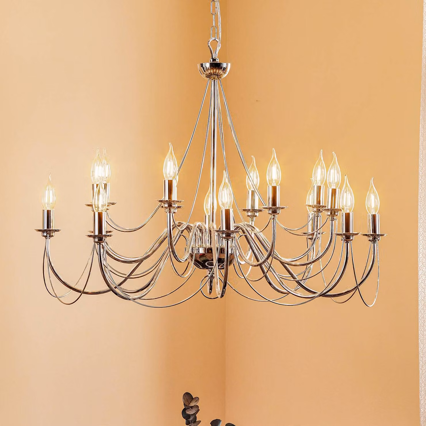 Lampadario a soffitto Retro Domiluce, dimmerabile, Cromo / Argento, Soggiorno / Sala da pranzo, Metallo, Lampadario