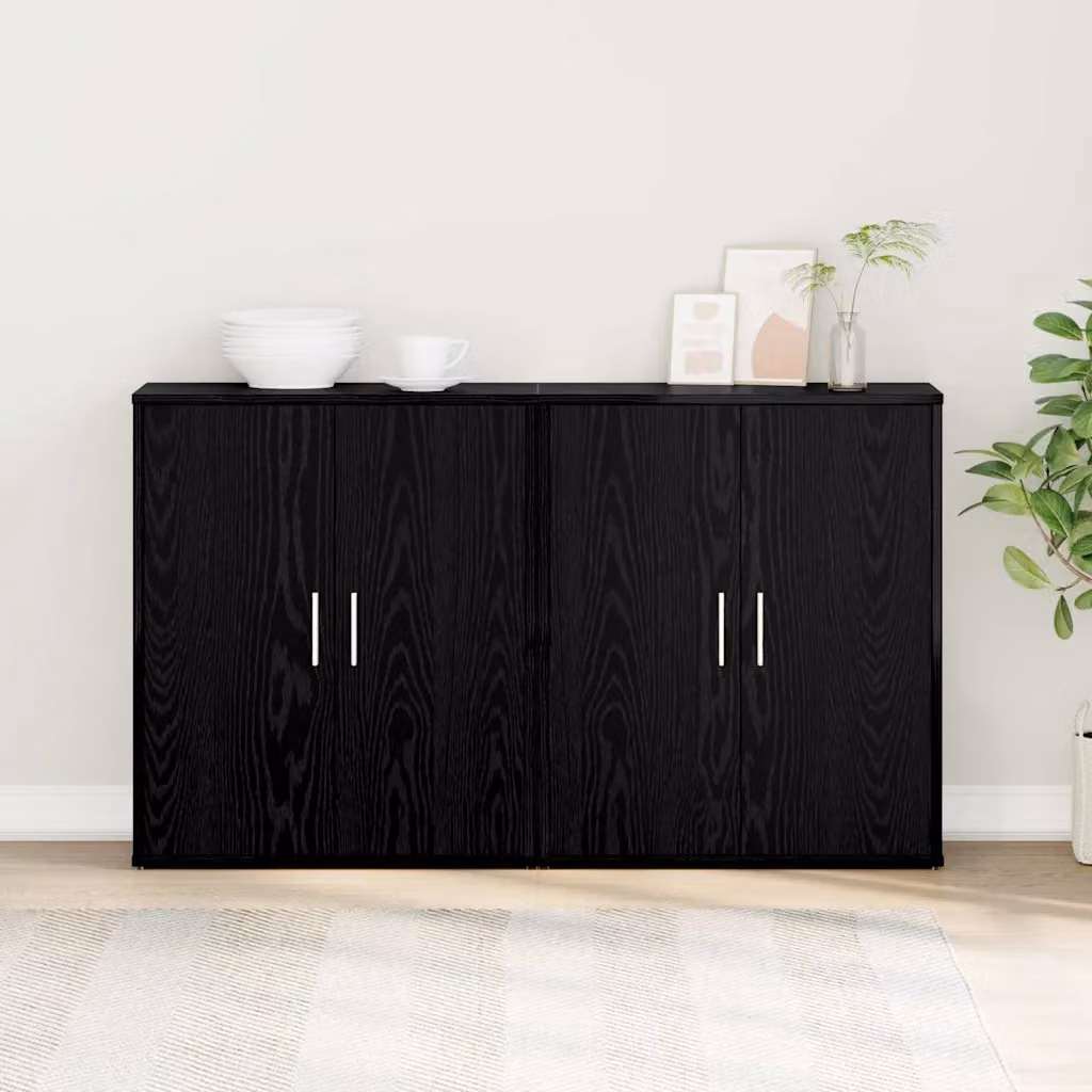 Set di 2 credenze vidaXL in legno ingegnerizzato nero, L: 60 cm, P: 31 cm, H: 70 cm