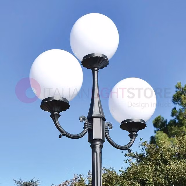 Lampione da esterno Orione colore antracite con 3 luci a sfera e rialzo per giardino – 1