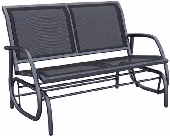Sedia da giardino in metallo, a due posti, panchina da giardino, lettino da giardino, panchina da parco, mobili da giardino in metallo, colore nero, dimensioni 120 x 70 x 88 cm