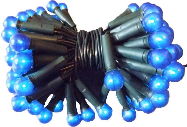 Luci blu per albero di Natale - Perle 100L su cavo verde, 6m, 220V-240V, per uso interno