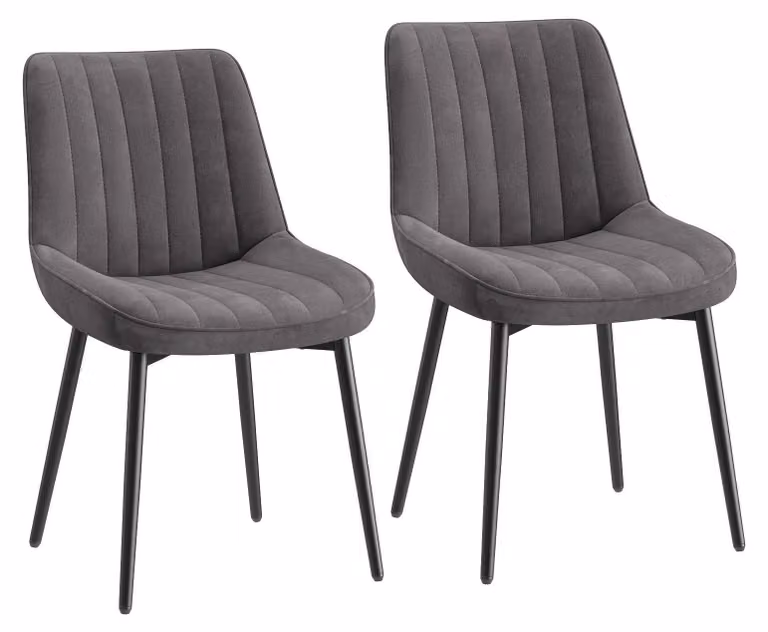 Set di 2 sedie da pranzo, con seduta generosamente imbottita e schienale ergonomico per un comfort duraturo nell'uso quotidiano, colore grigio