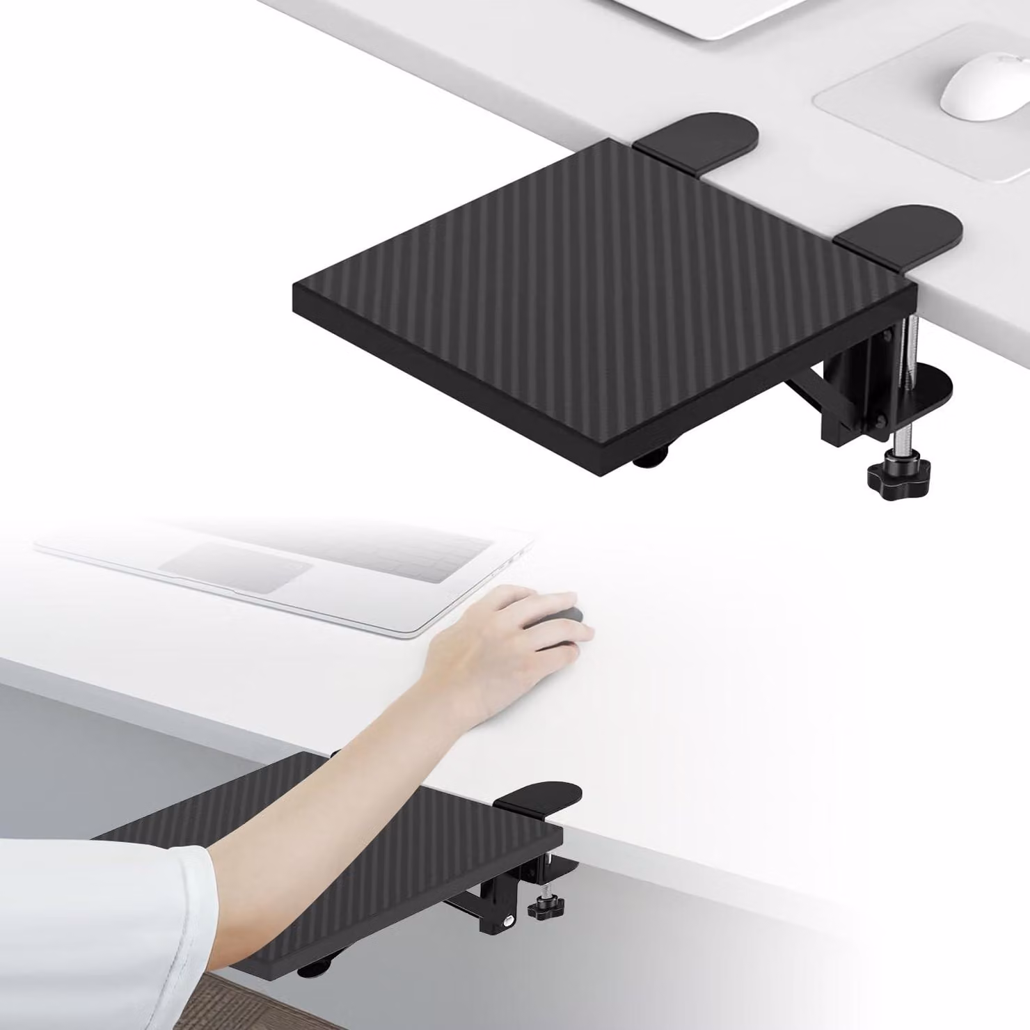 Omgoods - Supporto ergonomico per polso - Braccio di supporto per scrivania - Pieghevole - Struttura in acciaio - Robusto - 20 x 24 cm