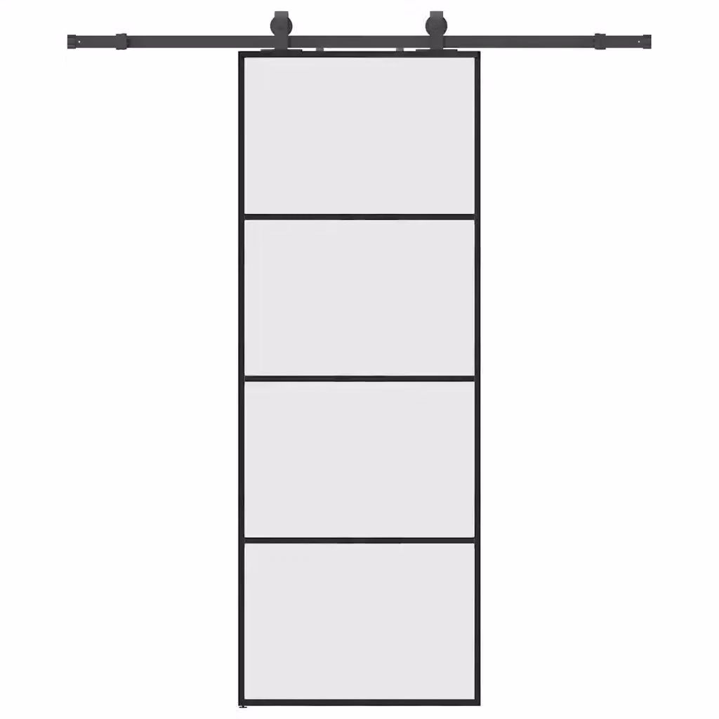 Porta Scorrevole Moderna VIDAXL in Vetro Trasparente con Ferramenta Nera e Alluminio L: 76 cm, H: 205 cm – 2