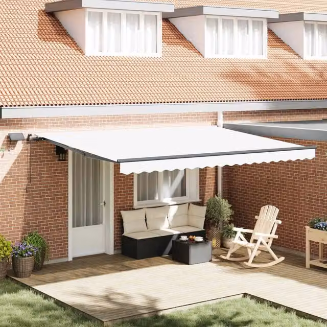 Tenda retrattile Bianco 450 × 350 cm Tessuto e Alluminio 3331142