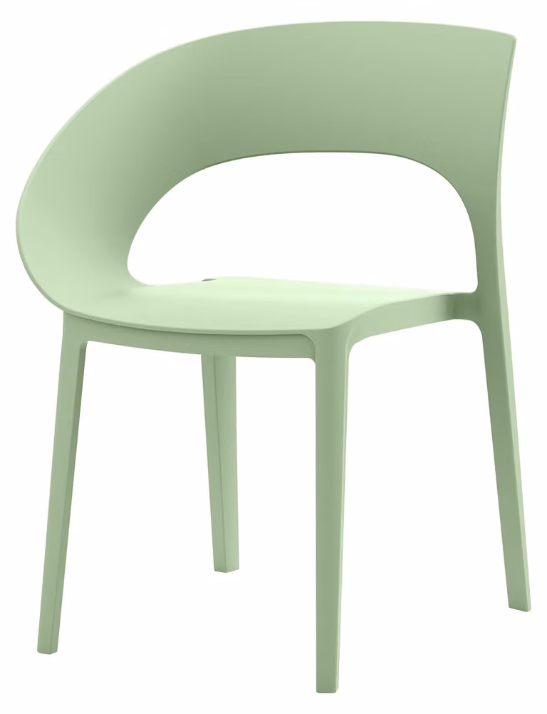 Sedia da pranzo moderna Rebecca Mobili Silea 82,5x54x60 cm in polipropilene verde salvia, set da 2