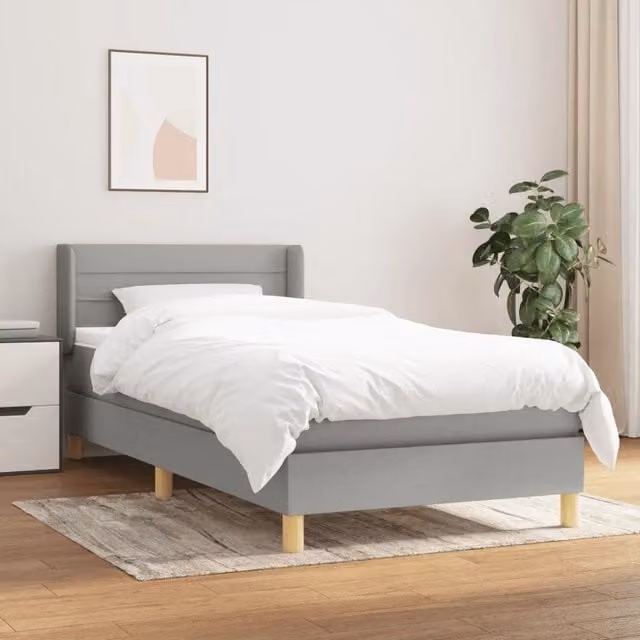 Giroletto a Molle con Materasso-Struttura Letto Grigio Chiaro100x200 cm Tessuto 852187