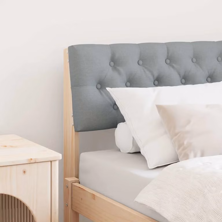 Testiera imbottita vidaXL in pino massello e tessuto Grigio chiaro, Larghezza: 80 cm