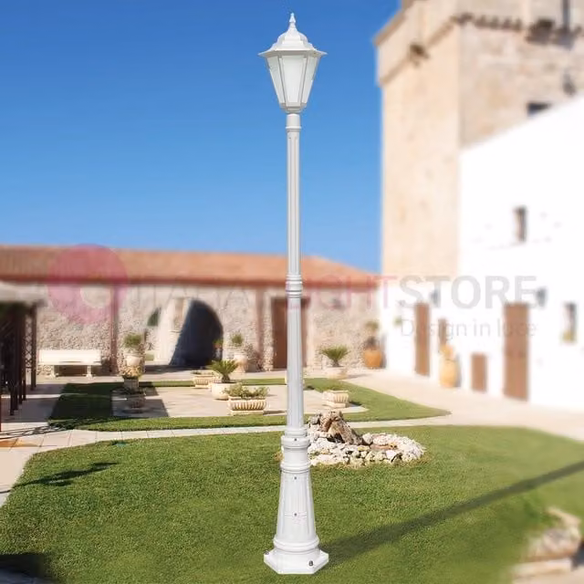 DAFNE BIANCO Lampione h.215 Lanterna Esagonale Classica per Esterno Giardino