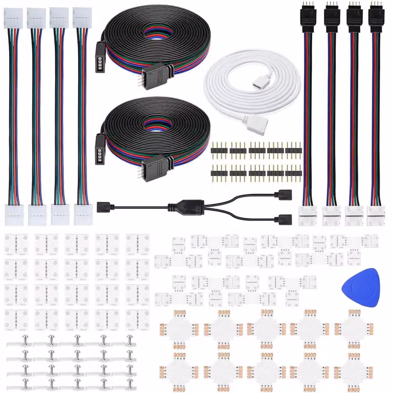 Connettore a LED a strisce, 4 pin, 8 mm, kit RGB, design a T, senza giunture
