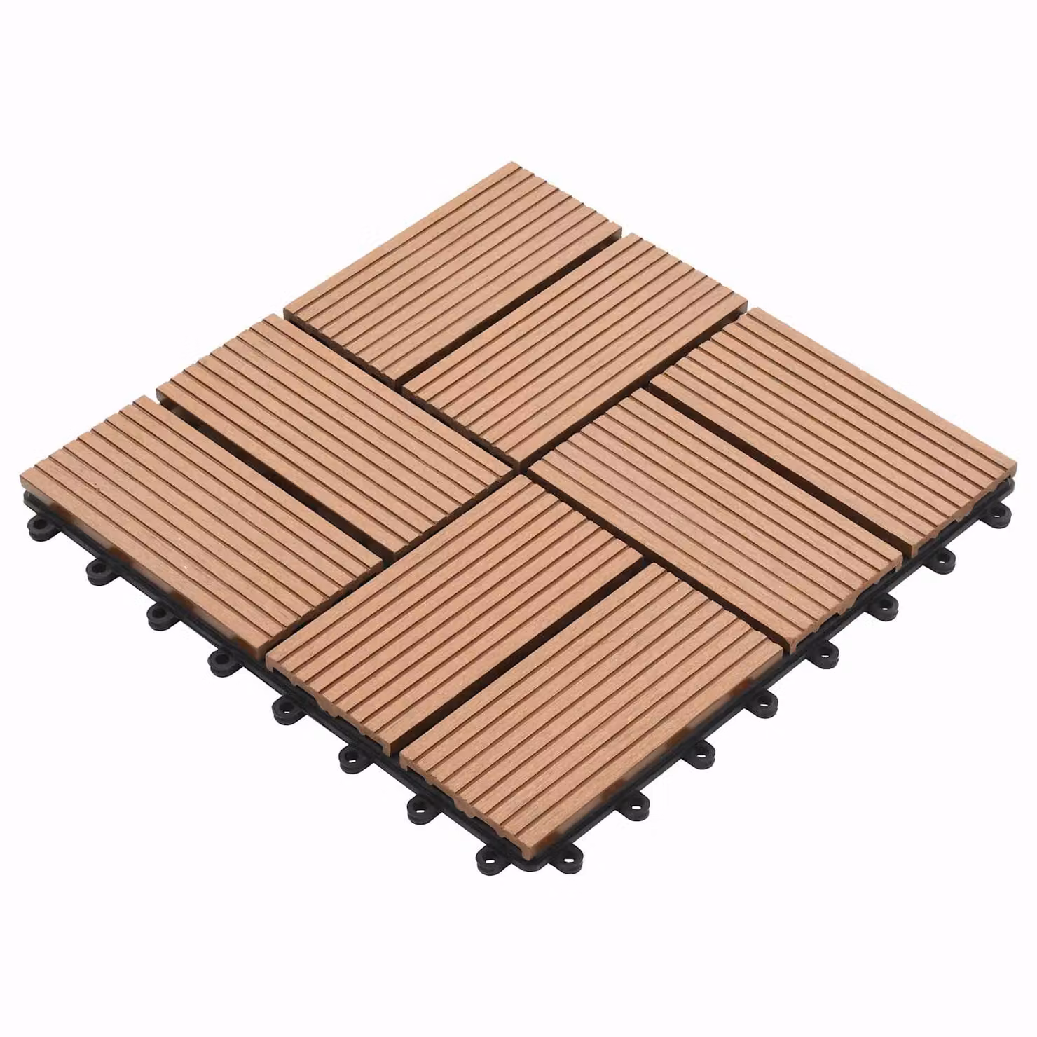 Set di 11 piastrelle per decking vidaXL in WPC marrone 30 x 30 cm
