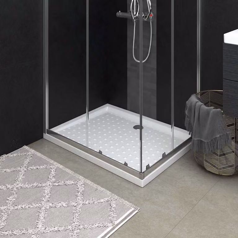 Piatto doccia rettangolare vidaXL bianco con superficie anti-slip in plastica, L: 90 cm, P: 70 cm, H: 4 cm