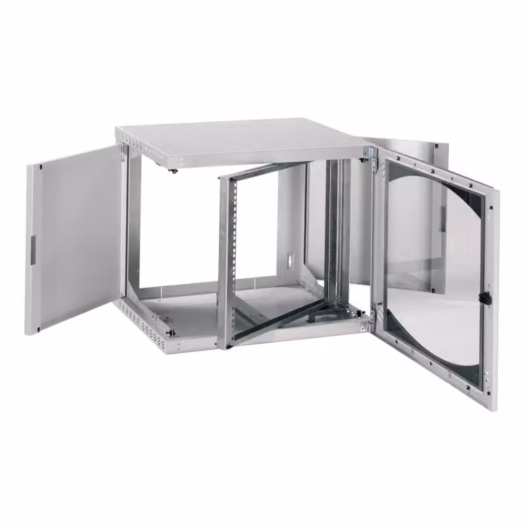 Schneider Electric Actassi OPB, rack da parete, 18U B600 T500, porta in vetro orientabile da 19", R7035 NSYOPB18U5P