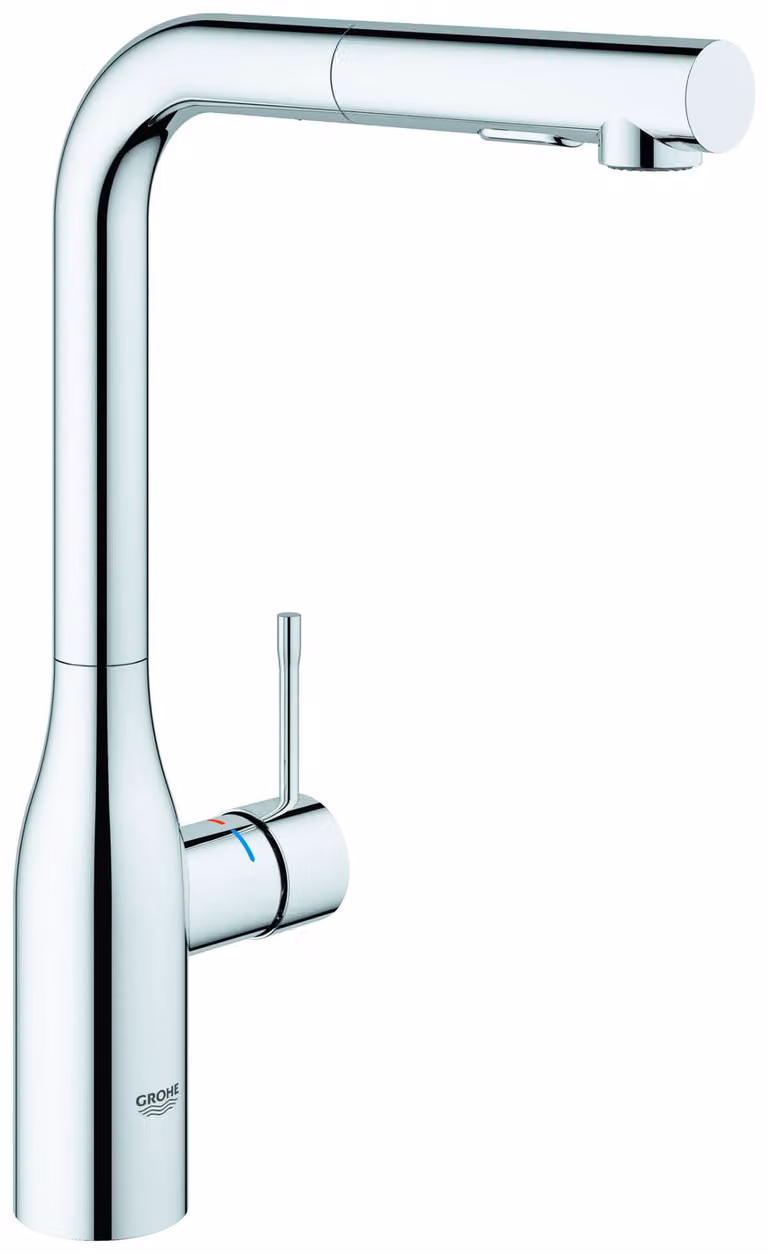 GROHE Essence Mitigeur monocommandé pour évier, saillie 204mm, bec haut, extractible, douchette Dual, orientable, 30504000, 30504000