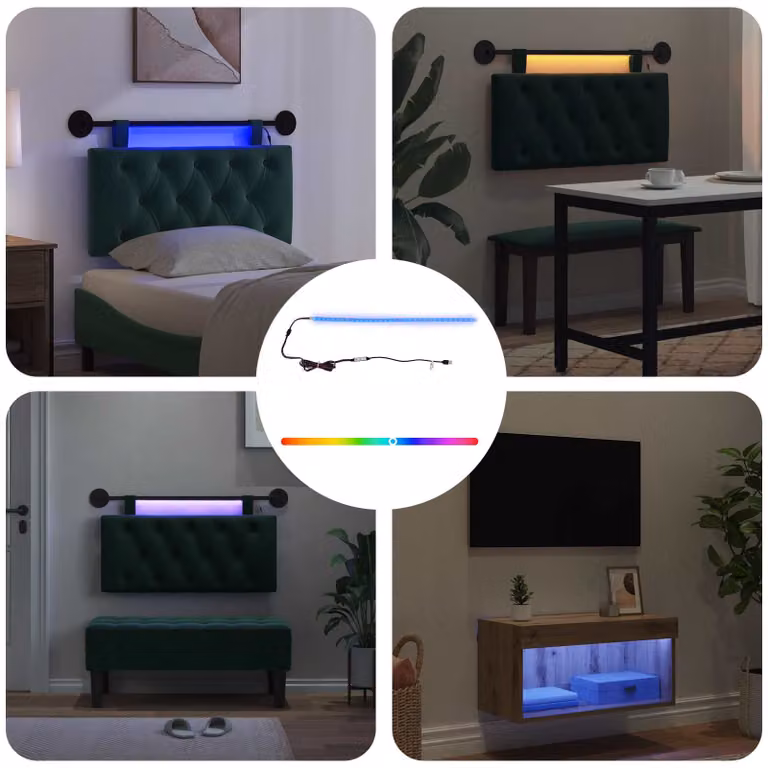 Striscia LED RGB neon flex vidaXL multicolore con alimentazione USB e adesivo integrato in PVC e silicone, Lunghezza: 55 cm