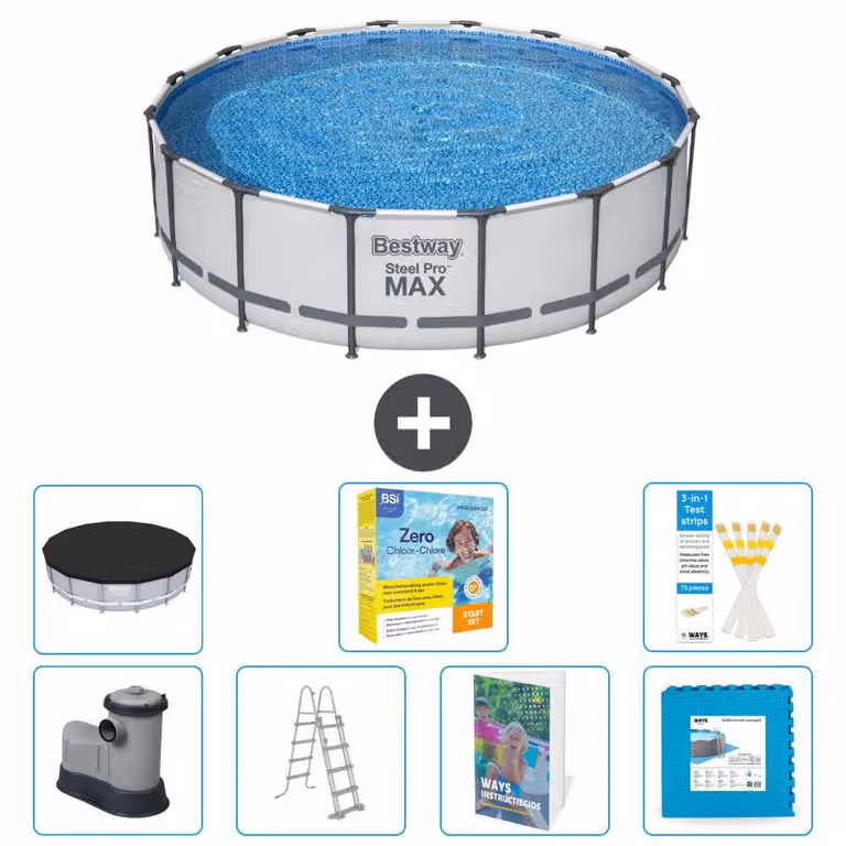 Piscina gonfiabile Bestway Steel Pro MAX, rotonda, 488x122 cm, composta da 6 parti, modello S566
