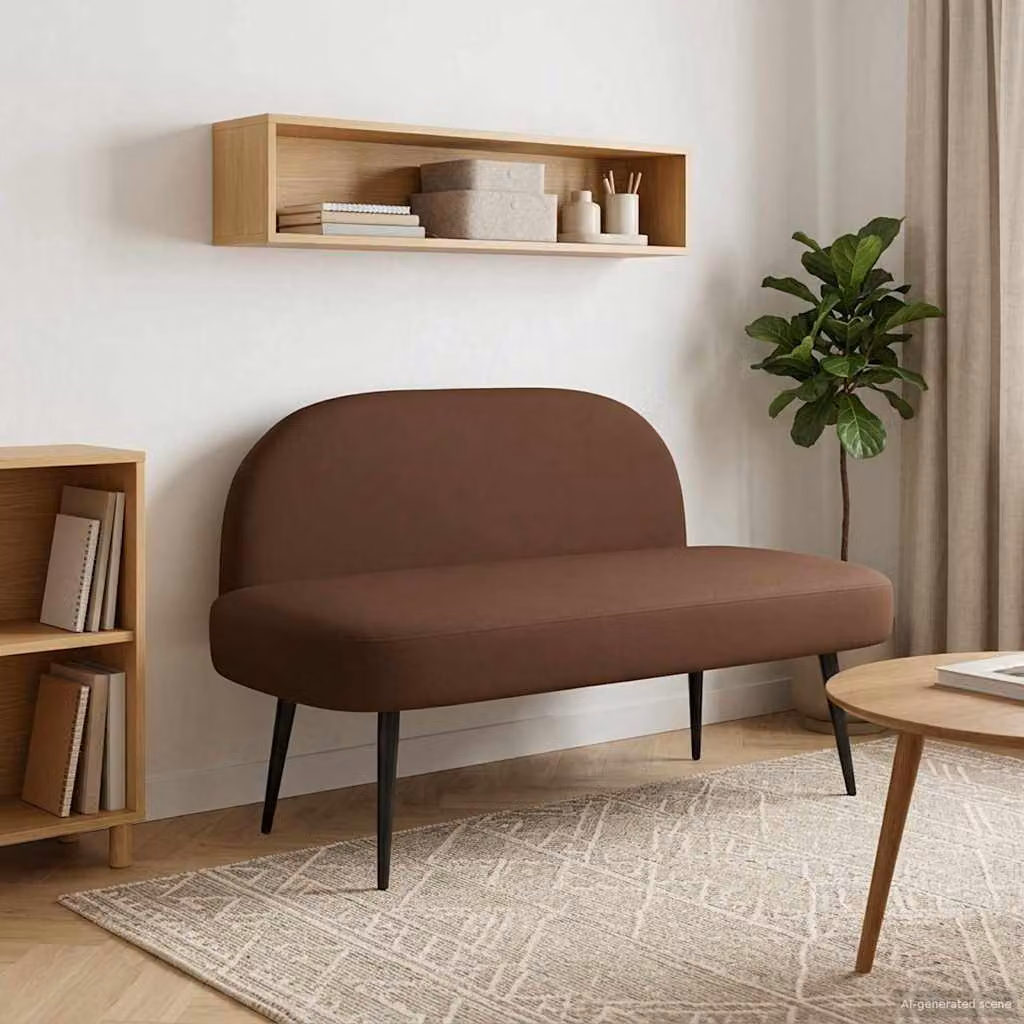 Panchina imbottita con schienale vidaXL Marrone L: 110 cm, P: 60 cm, H: 76 cm