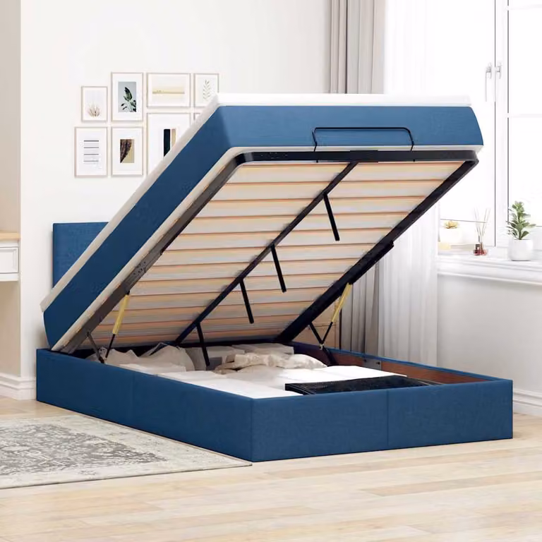 Pouf Letto con Materasso vidaXL Blu e Bianco L/P/H: 120 x 200 x 88 cm