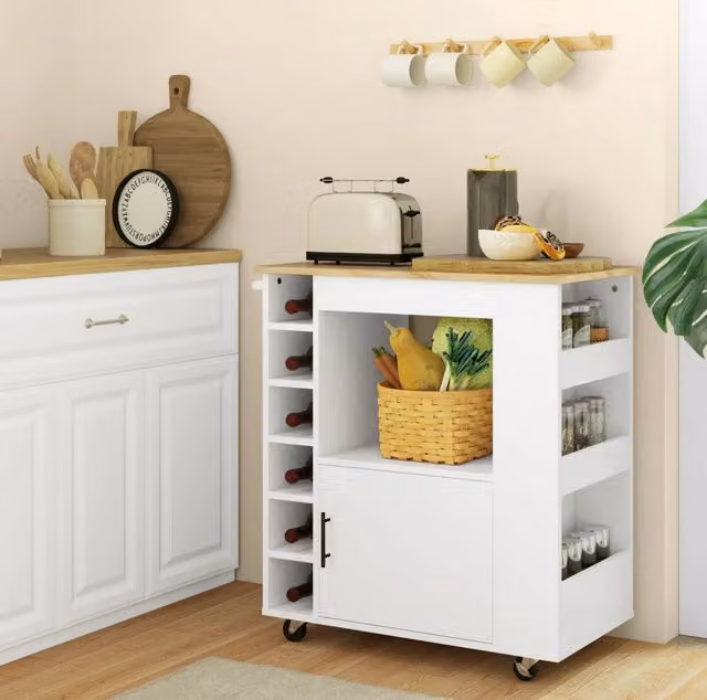 Carrello da cucina 83x40x83 cm rovere – vani, ruote e piano