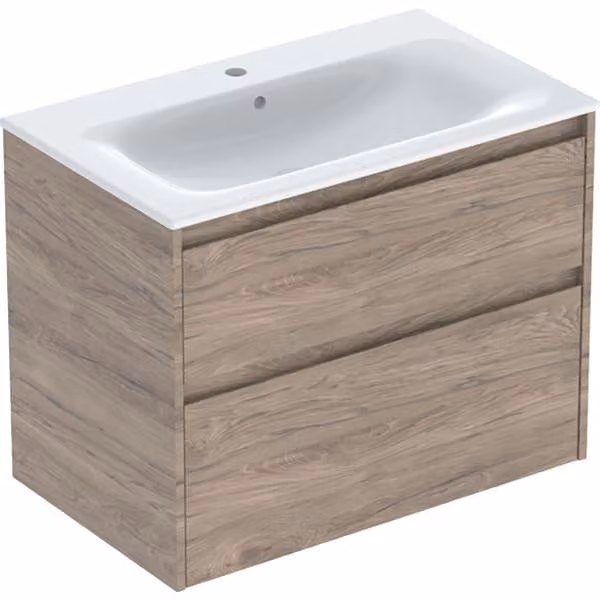 Geberit Renova Plan Ensemble lavabo pour meuble bord étroit, avec meuble sous lavabo, 2 tiroirs, 80x62,1x48cm, 504.040.JR.8, 504.040.JR.8