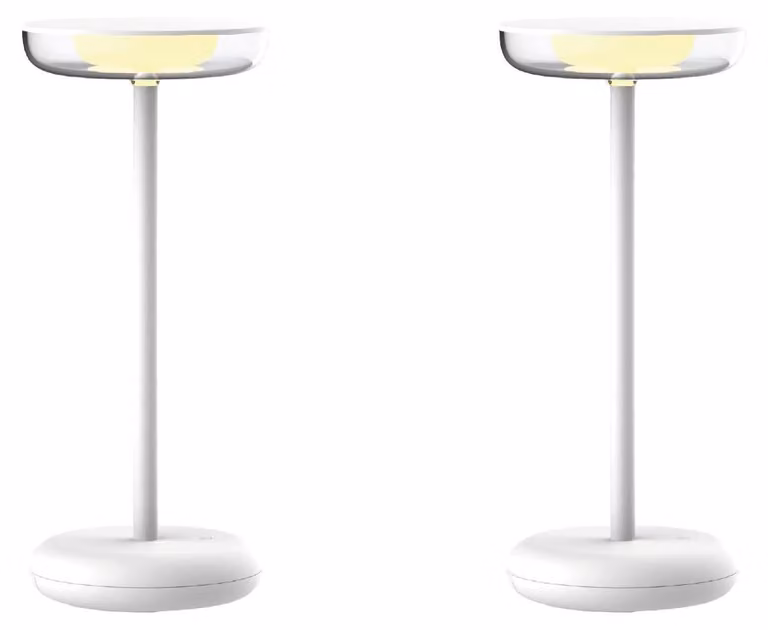 Luxus Europe - Lampada da tavolo Mykonos - Set da 2 pezzi, colore bianco - Lampada da tavolo da esterno senza fili, ricaricabile