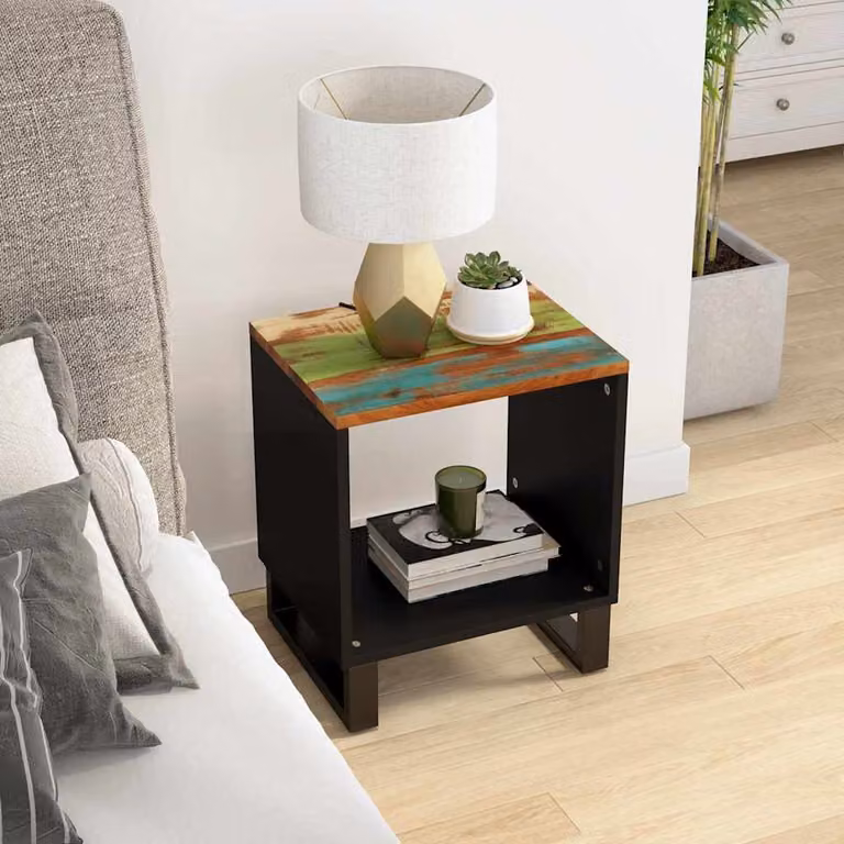 Tavolino da soggiorno vidaXL in legno massello multicolore L: 40 cm, P: 31 cm, H: 46 cm