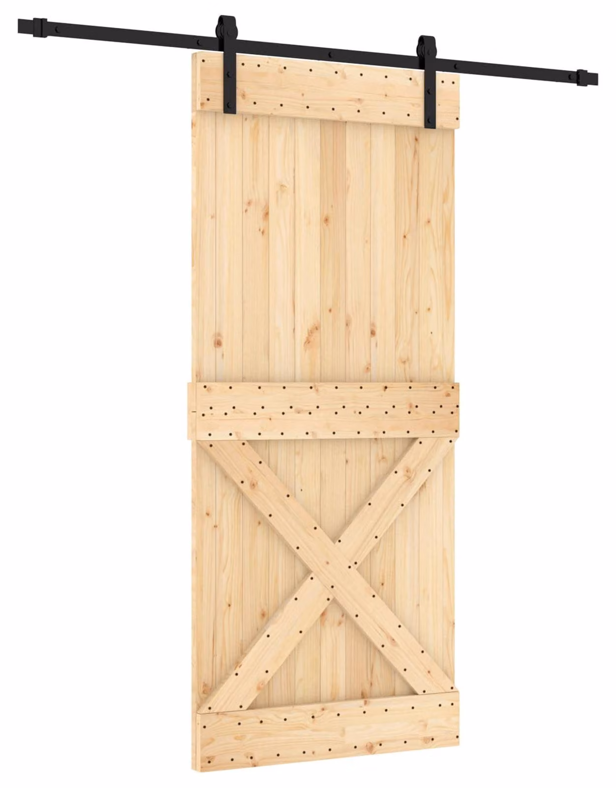 Porta scorrevole Naturale e Nero 90 x 210 cm