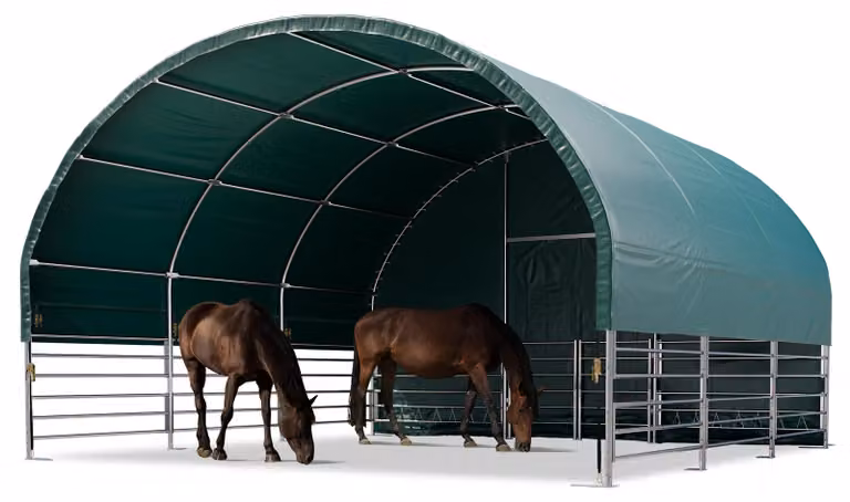 TOOLPORT Box Cavalli 6x6 m telo in PVC 2300 Newton tenda da pascolo - fissaggio per terreno - aperto sul davanti - verde