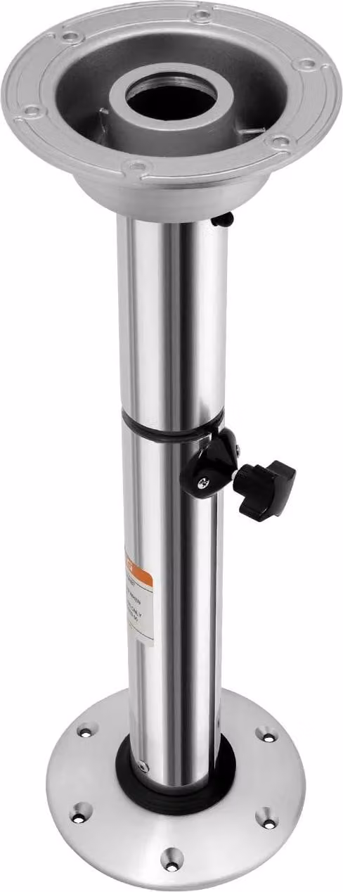 Struttura per tavolo da camper - Colonna per tavolo - Regolabile in altezza 56,5–72 cm - Tubo Ø6 cm - Alluminio + ABS - Argento