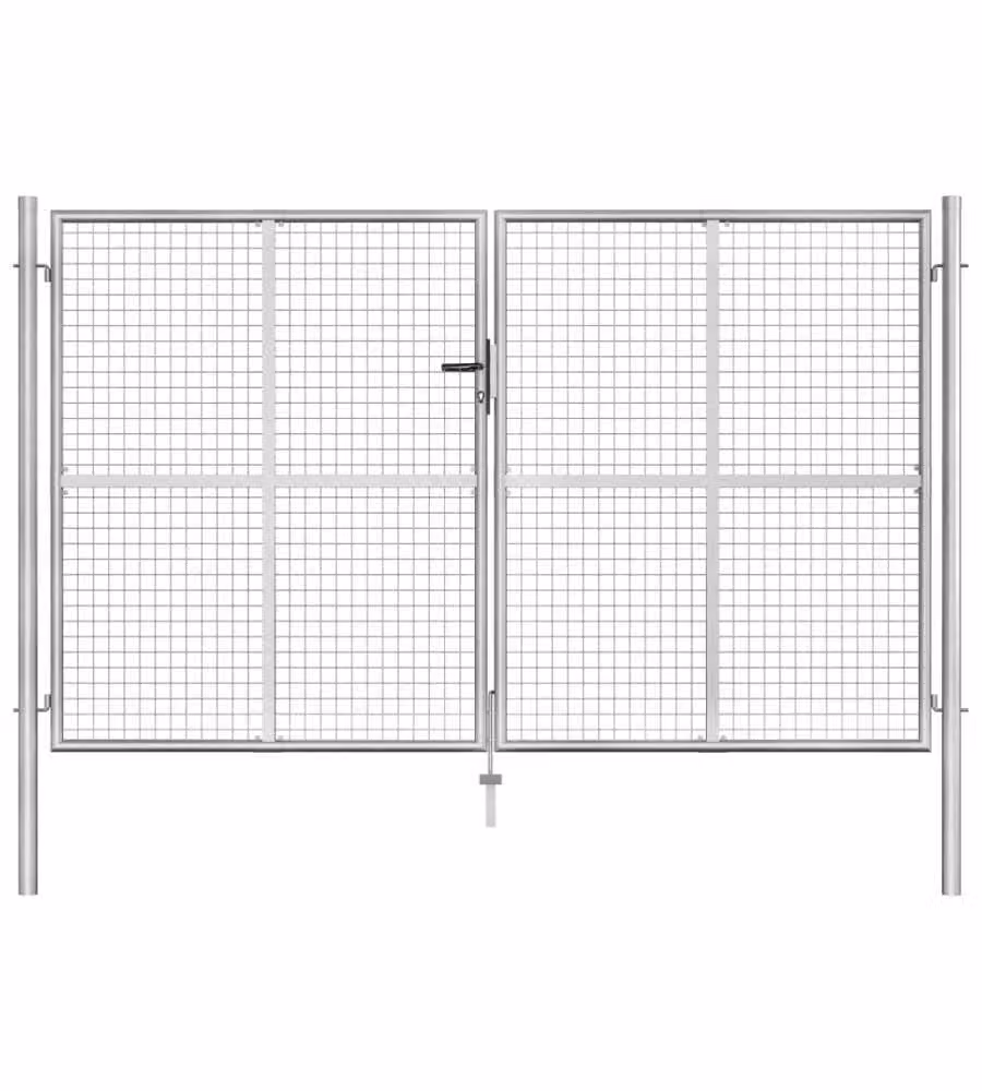Cancello per Giardino in Acciaio Zincato 306x200 cm Argento
