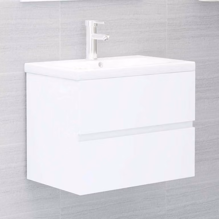 Mobiletti sottolavabo da bagno, bianchi, in legno composito, dimensioni 60x38,5x45 cm