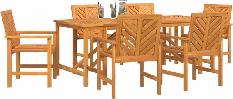 Set da Pranzo per Giardino 7 pcs Marrone