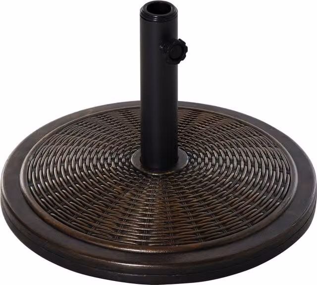Outsunny Base per Ombrellone in Cemento e Plastica da 14kg con Effetto Rattan Ø48x34cm, Bronzo Aosom