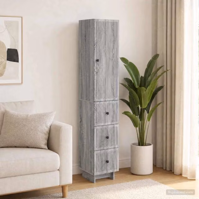 Set di 2 armadi moderni vidaXL in MDF grigio opaco con ante a battente, ripiani e cassetti interni per camera da letto o soggiorno – 1