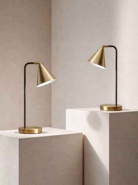 Set di 2 lampade da tavolo Shine Kenay Home in metallo nero e oro