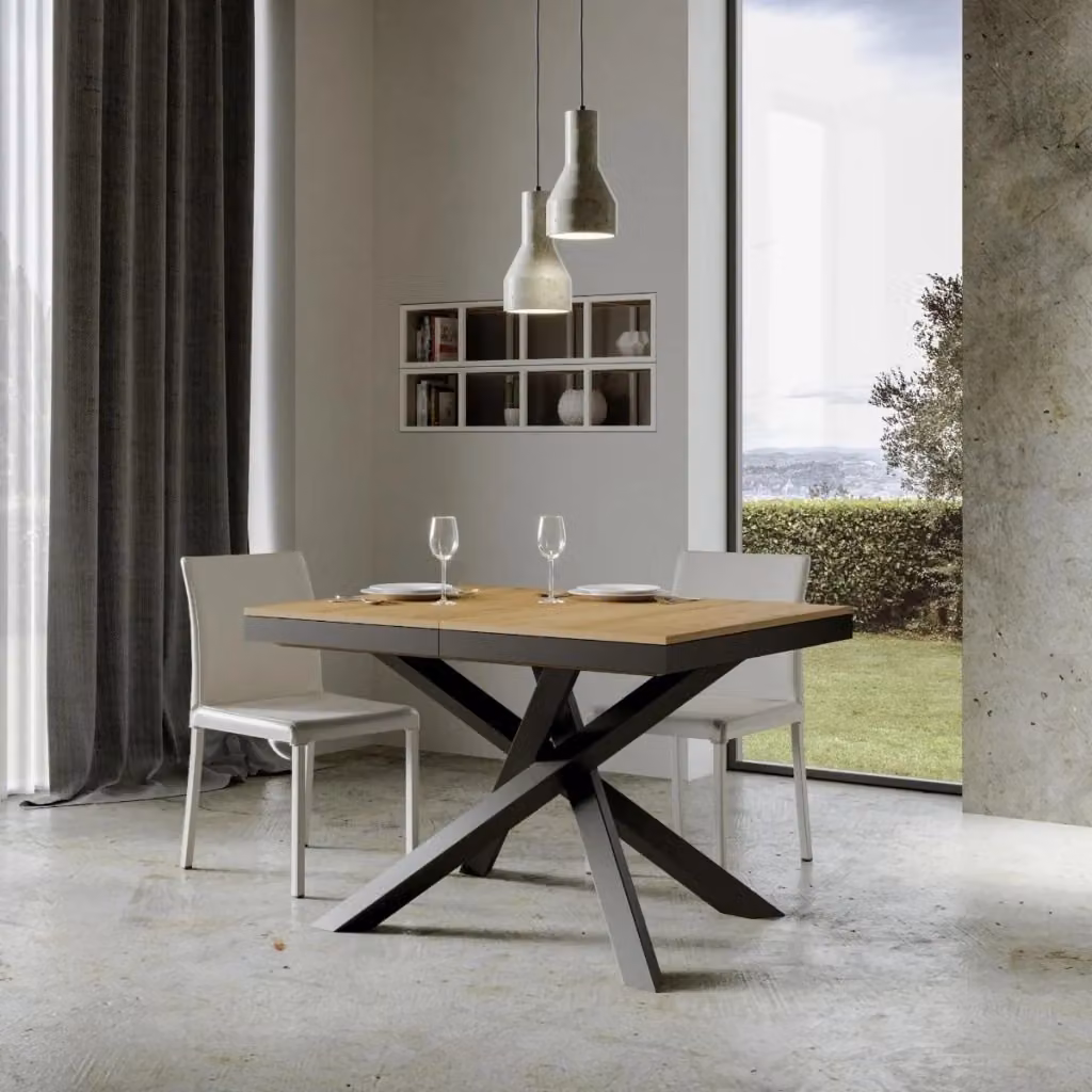 Tavolo allungabile Volta Evolution Bs Com in rovere naturale con telaio antracite L/P/H: 120 x 90 x 77 cm (estendibile fino a 224 cm) – 2