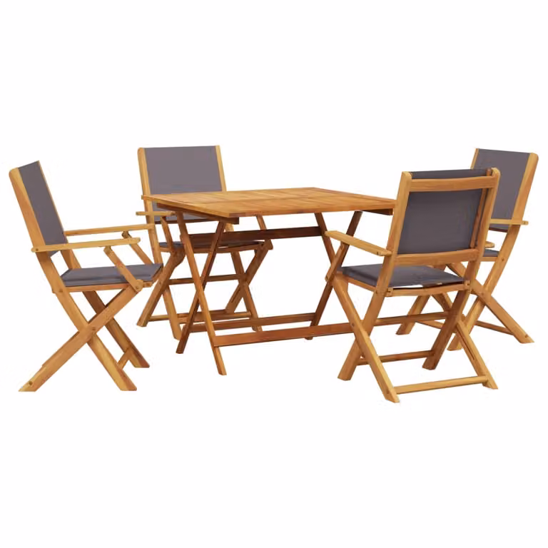 Set Pranzo da Giardino 5pz Antracite Tessuto e Legno Massello