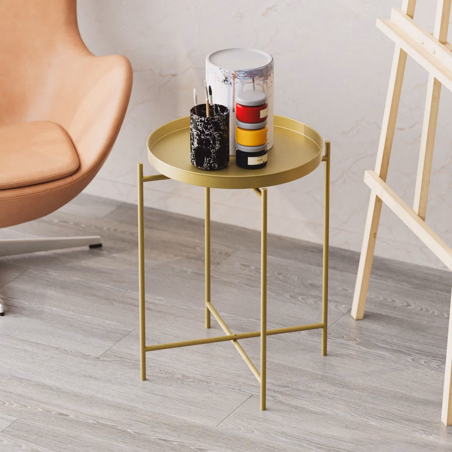 Skye Decor, Shb-007-A, tavolino, 100 % METALLO, oro, 46 x 46 x 56 cm