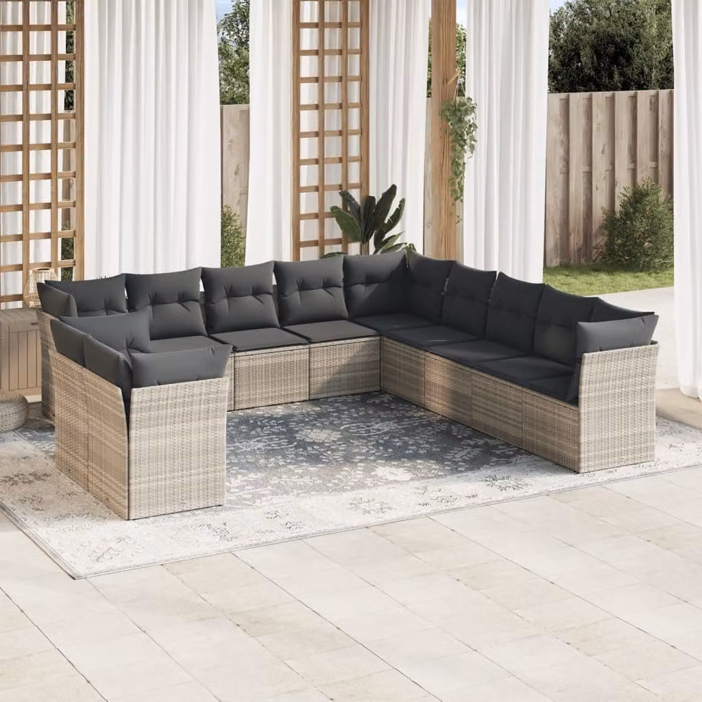 Maison Exclusive - Set Divani da Giardino 11 pz con Cuscini in Polyrattan Grigio